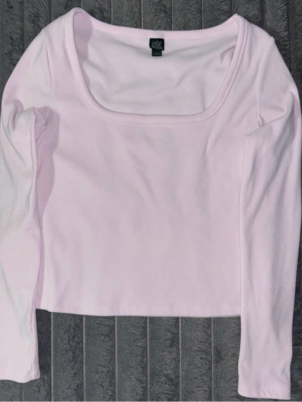 wild fable Light Pink Square Neck Long Sleeve Top